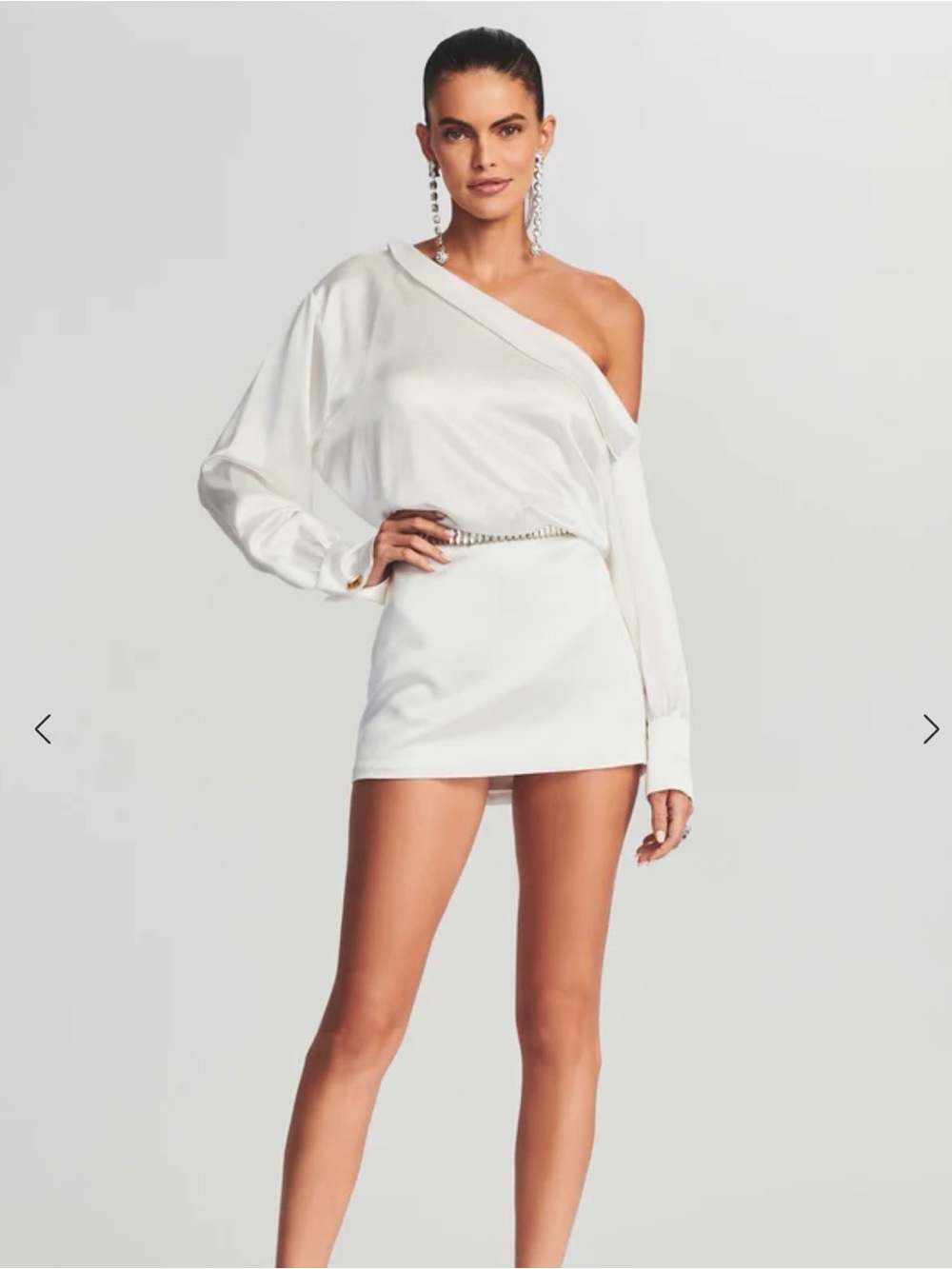 Retrofete One-Shoulder Mini Dress in White